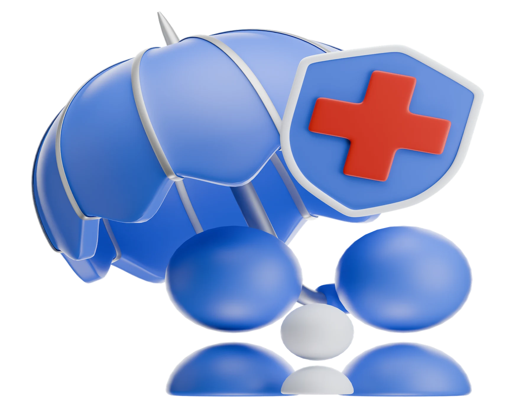 Versicherungen - 3D Schutzschild mit rotem Kreuz